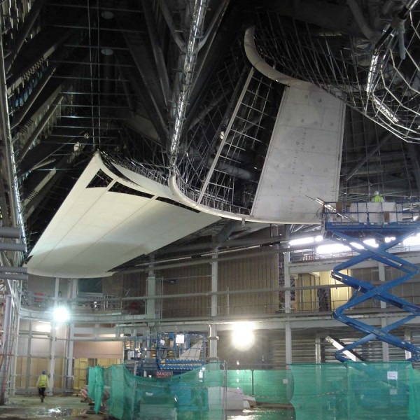 Shaped GRG being installed a
